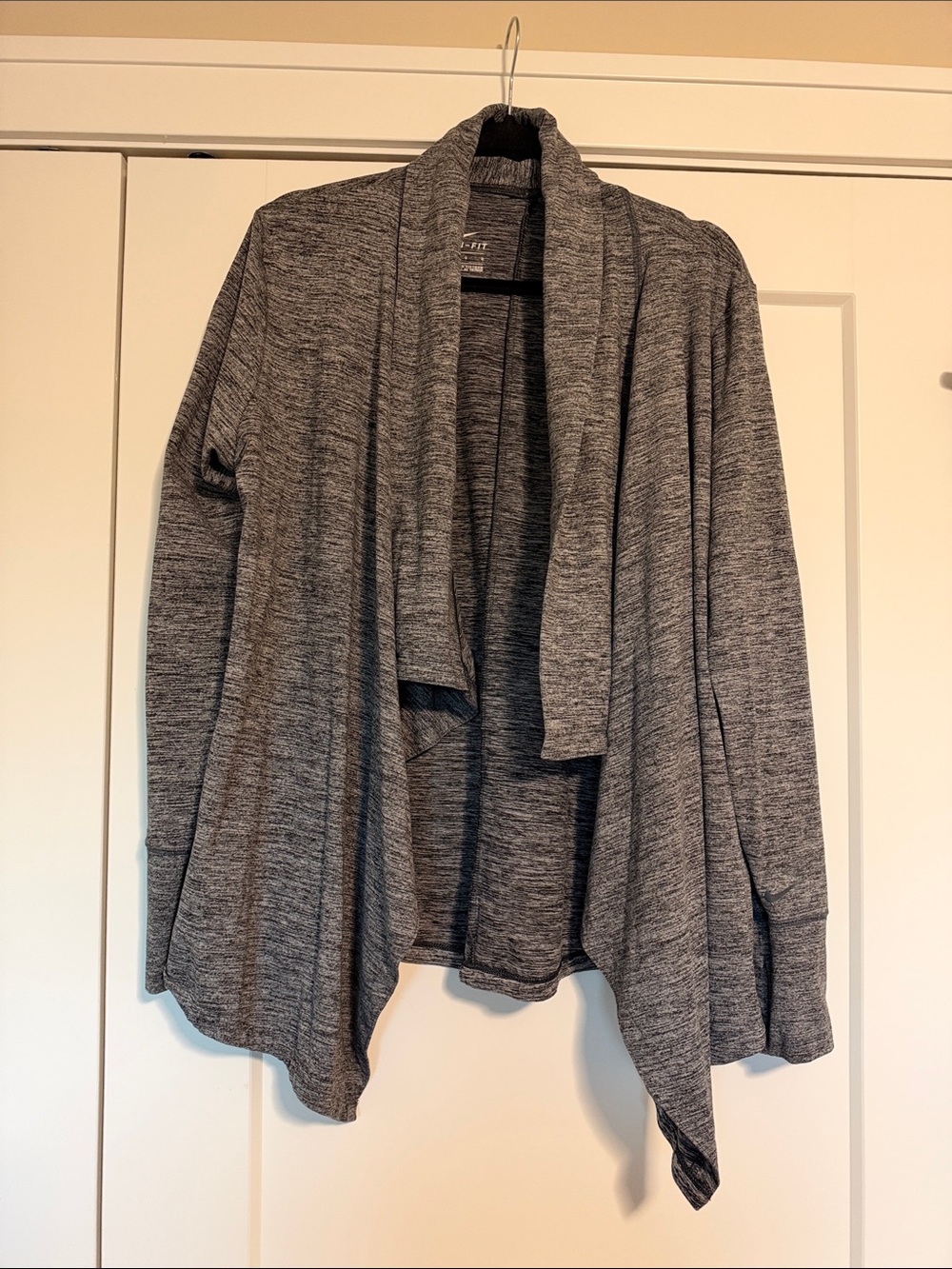 Nike Gray Draped Open Front Cardigan Sweater